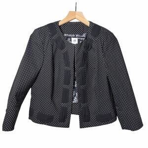 Cabi Polka Dot Jacket Black White Stretch 3/4 Sleeve Jacket Blazer Size 8